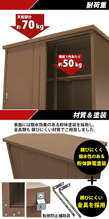 楽天市場】送料無料 屋外物置 スチール製 家庭用収納庫 鍵付き 