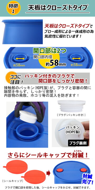 楽天市場】送料無料 ドラム缶 プラスチックドラム UN認定付き 200L 