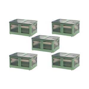 送料無料 収納ボックス 折りたたみ 5個セット 約47×35×24.5cm Mサイズ 30L 選べるカラー キャスター付き 5面開閉 観音開き 積み重ね スタッキング クリア 透明 プラスチック コンテナ 衣装ケース