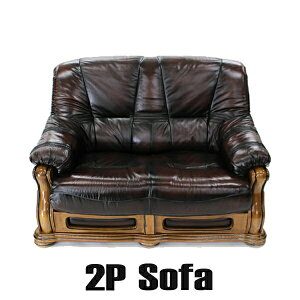 送料無料 新品 ブラウン 総本革 アッシュ材 木製 ウッド 本革ソファ レザーソファ 2P ラブソファ 2人掛け ソファ レザー 本革 アメリカンソファ クラシックソファ アンティーク調ソファ