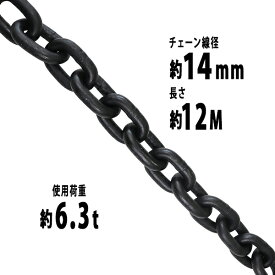 送料無料 チェーン 線径約14mm 使用荷重約6.3t 約6300kg 約12m G80 エコノミーモデル 鎖 くさり 吊り具 チェーンスリング スリングチェーン リンクチェーン チェイン 金具 クレーン ホイスト 玉掛け 吊り上げ 運搬 建築 土木 鉄工 運輸 造船 chain14mm12m