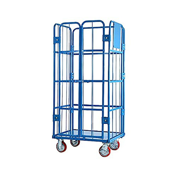 楽天市場】送料無料 新品 観音扉カゴ台車 カゴ車 青 W80×D60×H170(cm 