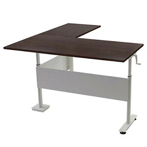 送料無料 昇降デスク L字型 手動 昇降 デスク W1620×D1800×H755〜1220mm 均等荷重約80kg(脚部) スタンディングデスク 上下昇降デスク 手動昇降 上下昇降 高さ 調節 コーナーデスク オフィスデスク