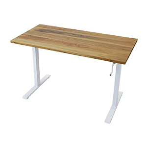 送料無料 昇降デスク 手動 W1600×D800×H735〜1185mm オーク材 高級 木製 天板 グロス加工 耐荷重約70kg(脚部) スタンディングデスク 上下昇降 デスク 手動昇降 上下昇降 昇降デスク 高さ 調整 オフ