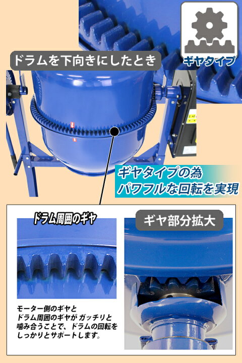 楽天市場】送料無料 新品 コンクリートミキサー 青 練上量60L ドラム 