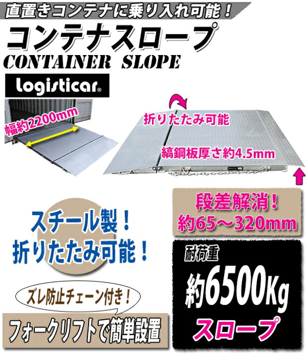 楽天市場】新品 コンテナスロープ 耐荷重6500kg 幅2200mm 長さ2060mm 