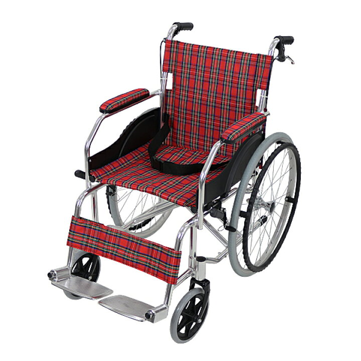楽天市場】送料無料 車椅子 アルミ合金製 レッドチェック 約11kg TAIS 