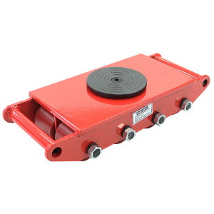 送料無料 マシンローラー 耐荷重約12t ポリウレタン製ホイール 1台 単品 360° ターンテーブル 回転台 運搬ローラー 運搬マシンローラー 重量物 低床 ポーター 赤 コロ車 ウレタンローラー 搬