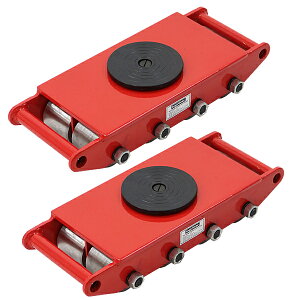 送料無料 マシンローラー 耐荷重約12t スチール製ホイール 2台 2台セット 360° ターンテーブル 回転台 運搬ローラー 運搬マシンローラー 重量物 低床 ポーター 赤 コロ車 スチールローラー 搬