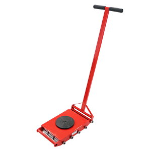 送料無料 マシンローラー 耐荷重約18t スチール製ホイール ハンドル付き 360° ターンテーブル 回転台 運搬ローラー 運搬マシンローラー 重量物 低床 ポーター 赤 コロ車 スチールローラー 搬