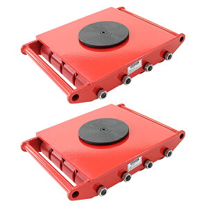 送料無料 マシンローラー 耐荷重約24t ポリウレタン製ホイール 2台 2台セット 360° ターンテーブル 回転台 運搬ローラー 運搬マシンローラー 重量物 低床 ポーター 赤 コロ車 ウレタンローラ