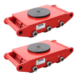 送料無料 マシンローラー 耐荷重約8t ポリウレタン製ホイール 2台 2台セット 360° ターンテーブル 回転台 運搬ローラー 運搬マシンローラー 重量物 低床 ポーター 赤 コロ車 ウレタンローラー