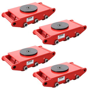送料無料 マシンローラー 耐荷重約8t ポリウレタン製ホイール 4台 4台セット 360° ターンテーブル 回転台 運搬ローラー 運搬マシンローラー 重量物 低床 ポーター 赤 コロ車 ウレタンローラー