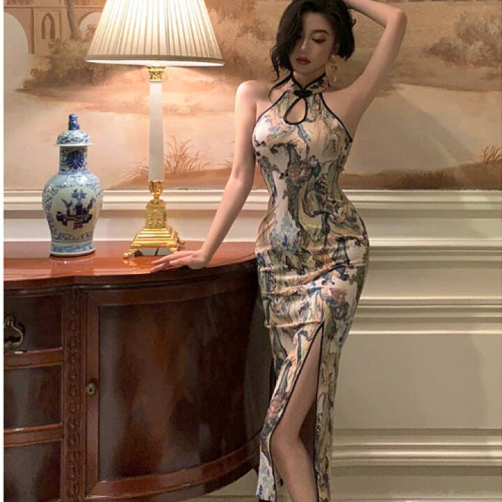 楽天市場】コスプレ「チャイナセクシー転写プリントミディアムドレス  