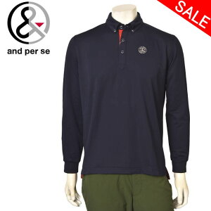 20%OFFセールアンパスィ and per se裏起毛長袖ボタンダウンポロシャツ メンズ ゴルフウェア 2024秋冬新作 送料無料M-L-LL トップス ゴルフ アンパスィ最強配送 アウトレット