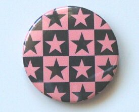 ◆Mini Checker Star (PK/BK)◆蛍光ミニ・チェックスター柄☆缶バッジ◆London Stマーケットから直輸入♪