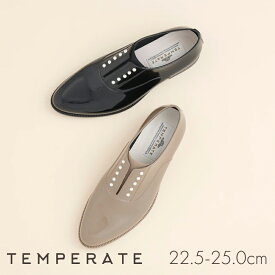 TEMPERATE テンパレイト PEIGE レインシューズ 防水完全 防水 レイン 靴 レディース マニッシュ オックスフォードシューズ 黒 ブラック スタッズ おしゃれ かわいい ローヒール ぺたんこ 歩きやすい 梅雨 雨