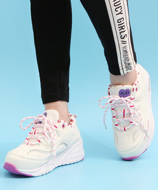 楽天市場 Algy アルジー シューズ スニーカー キッズ ティーン ジュニア 靴 エアーソール 厚底 レディース ロゴ 小さいサイズ 女の子 ガーリー カジュアル かわいい おしゃれ ホワイト ブラック ミント 小学生 中学生 お出掛け ドット模様 水玉 ニコプチ 21年10月号