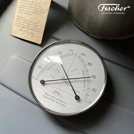 142.01 コンフォートメーター Fischer-barometer 142.01 Comfortmeter 温度計 湿度計 温湿度計 直径10cm アナログ シルバー ドイツ製