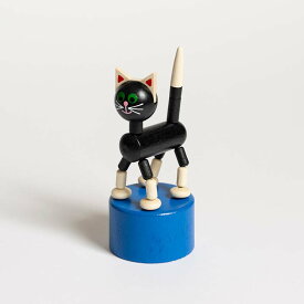 ウッデン プッシュアップ トイ ブラックキャット Wooden Push Up Toy Black Cat DETOA チェコ 木製 オブジェ 猫 ネコ 黒猫 クロネコ