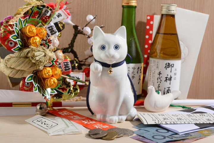 楽天市場】へそくりの招き猫 白磁 KataKoto Manekineko Bank ホワイト 