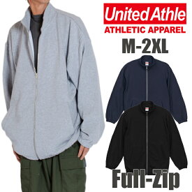 スウェット フルジップ スタンド ジャケット 無地 ユナイテッドアスレ 裏毛 裏パイル メンズ レディース United Athle 大きいサイズ グレー ブラック ネイビー M L XL 5245-01 厚手ルームウェア 部屋着 綿 コットン はおり 5245-01 父の日プレゼント