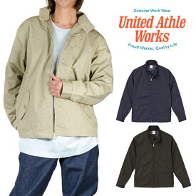 UNITED ATHLE　ユナイテッドアスレ スウィングトップ 無地 綿/ポリエステル混紡ジャケット アウター ブルゾン 撥水 メンズ アメカジ ブラック 黒 ネイビー ベージュ 7078-01 父の日プレゼント