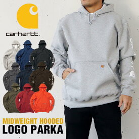 Carhartt カーハート MIDWEIGHT HOODED LOGO SWEATASHIRT 長袖アームロゴスウェットパーカー フードスウェット プルオーバー メンズ アメカジ 作業服 父の日プレゼント