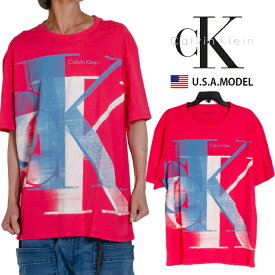 カルバンクライン ロゴ Tシャツ Calvin Klein Tシャツ ck Tシャツ メンズ レディース アメカジ ストリート S M L オーバーサイズ ビッグシルエット ピンク 父の日プレゼント
