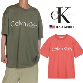 カルバンクライン ロゴ Tシャツ Calvin Klein Tシャツ ck Tシャツ メンズ レディース アメカジ ストリート S M L オーバーサイズ ビッグシルエット ラズベリー オリーブ カーキ 父の日プレゼント