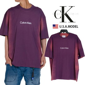 カルバンクライン ロゴ Tシャツ Calvin Klein Tシャツ ck Tシャツ メンズ レディース アメカジ ストリート S M L オーバーサイズ ビッグシルエット ラズベリー グラデーション 父の日プレゼント