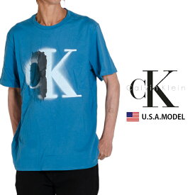 カルバンクライン ロゴ Tシャツ Calvin Klein Tシャツ ck Tシャツ 青 ブルー メンズ レディース アメカジ ストリート S M L オーバーサイズ ビッグシルエット 父の日プレゼント