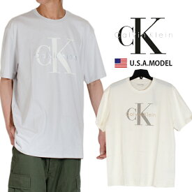 カルバンクライン ロゴ Tシャツ Calvin Klein Tシャツ ck Tシャツ ベージュ グレー メンズ レディース アメカジ ストリート S M L オーバーサイズ ビッグシルエット 父の日プレゼント