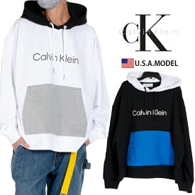 カルバンクライン ロゴ パーカー Calvin Kleinスウェット レディース メンズ アメカジ ストリート ブラック 黒 グレー 大きいサイズ プルオーバー オーバーサイズ 裏毛 父の日プレゼント