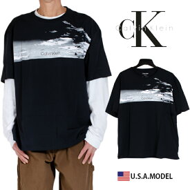 カルバンクライン ロゴ Tシャツ Calvin Klein Tシャツ ck Tシャツ フォトプリント 黒 メンズ レディース アメカジ ストリート S M L オーバーサイズ ビッグシルエット バレンタインプレゼント