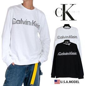 カルバンクライン ロゴ トレーナー Calvin Kleinスウェット レディース メンズ アメカジ ストリート 黒 ホワイト 白 大きいサイズ プルオーバー 裏起毛 父の日プレゼント