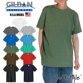 Tシャツ メンズ レディース 無地 ギルダン GILDAN 半袖Tシャツ 大きいサイズ 4.5oz ソフトスタイル カラーTシャツ 綿100% 紺 グレー ベージュ ピンク オレンジ 紫 緑 青 赤 水色 チャコール ホワイト 白 ブラック 黒 イベント ダンス 衣装