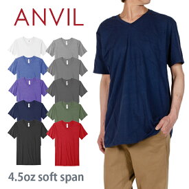 ANVIL アンビル Tシャツ 無地 Vネック メンズ レディース 無地Tシャツ 大きいサイズ 男女兼用 カラー チームTシャツ ブランド おしゃれ カジュアル スポーツ ヒップホップ ダンス ストリート 黒 ブラック グレー ホワイト白 グレー ネイビー ブルー レッド S M L