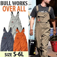 オーバーオール BULL WORKS メンズ レディース 作業着 サロペット ブルワークス 大きいサイズ ワークスタ…