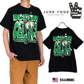 Junk Food Short-Sleeve T-Shirt - Boston Celtics - Junk Food Clothing T-Shirt - Gonz Logo - BOSTON CELTICS Logo - Hip Hop - Streetwear - American Casual - Authentic - Men's & Women's - Black - Father's Day Gift