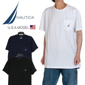 ノーチカ 胸ポケット tシャツ メンズ レディース NAUTICA Tシャツ USAモデル 大きいサイズ ヒップホップ ダンス ストリート 黒 ブラック 白 ホワイト ネイビー 無地 ゆったり ビッグシルエット 父の日プレゼント