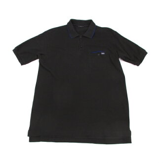 爸爸papas胸口袋小鹿开领短袖衬衫黑蓝l