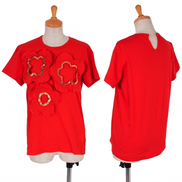 トリコ コムデギャルソンtricot Comme Garcons 製品洗い装飾切替デザインtシャツ 赤m位 中古 Des Tシャツ カットソー