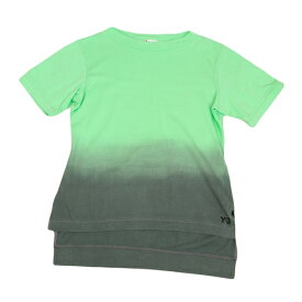 【SALE】ワイスリーY-3 コットングラデーションTシャツ 黄緑グレーM/M【中古】 【レディース】