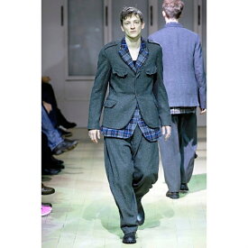 ヨウジヤマモト プールオムYohji Yamamoto POUR HOMME チェック裾プリーツウールジャケット グレー他3【中古】 【メンズ】