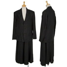 コムデギャルソンCOMME des GARCONS リネンセットアップスーツ 黒M【中古】 【レディース】