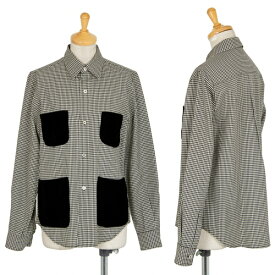 ローブドシャンブル コムデギャルソンrobe de chambre COMME des GARCONS ベロアポケットギンガムチェックシャツ 白黒M位【中古】 【レディース】