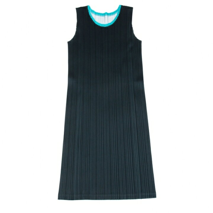 プリーツプリーズPLEATS PLEASE 裾刺繍消しプリーツ切替ノースリーブ 