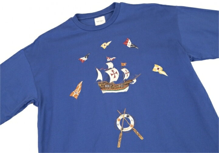 楽天市場 カールヘルムkarl Helmut 帆船プリントコットンtシャツ 青l位 中古 メンズ Playful