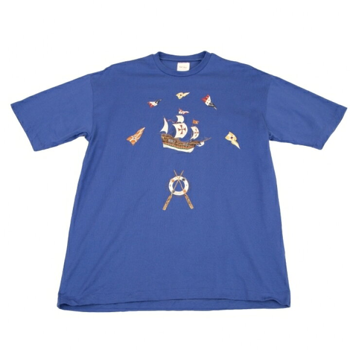 楽天市場 カールヘルムkarl Helmut 帆船プリントコットンtシャツ 青l位 中古 メンズ Playful